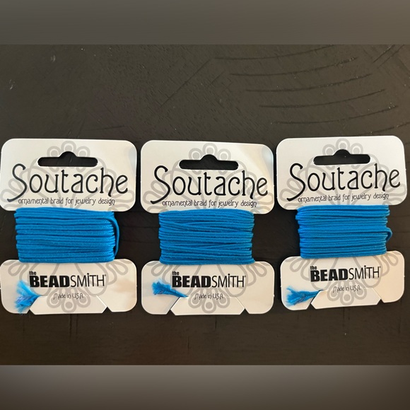 soutache Other - THREE Soutache ornamental braid for jewelry design, peacock, 3 yd, the beadsmith